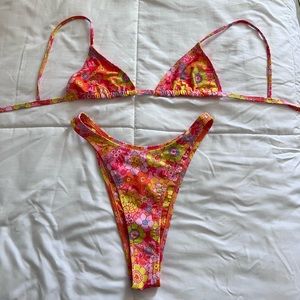 Kulani Kinis Set ~ Sunny Sangria Bralette Top (S) & High Leg Vintage Bottom (M)